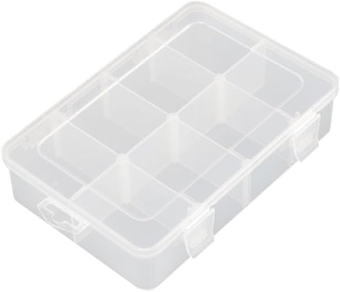 2 Packs 8-Compartments Art Supply Container, Clear Plastic Organizer Box with Dividers for Crafts Jewelry Fishing Tackles Hardware Metal...