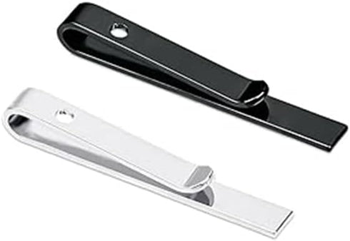 2 Pcs Tie Clips, Tie Clips for Men,Classic Black/Silver Tie Bar Set with Gift Box, Tie Pin Set for Business Wedding Anniversary and Daily Life...