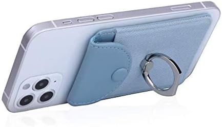 Credit Card Holder for Back of Phone with Ring Stand Stick on Phone Wallet,Ultra-Slim Self Adhesive,RFID Blocking Ring Pocket Wallet Stick on Most...
