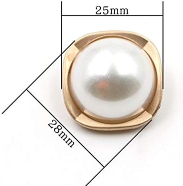 10pcs Round Pearl Buttons with Shank for Sewing Gold Button Crafts for Clothes Shirts Suits Coats Sweaters Wedding Dress Clothing Decorations (Squ...