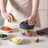 3 in 1 Manual Food Processor Vegetable Chopper dicer for onions garlic fruit nuts Hand Pull String Cutter Slicer Strip Cutter BPA FREE,2 cup,Gray...