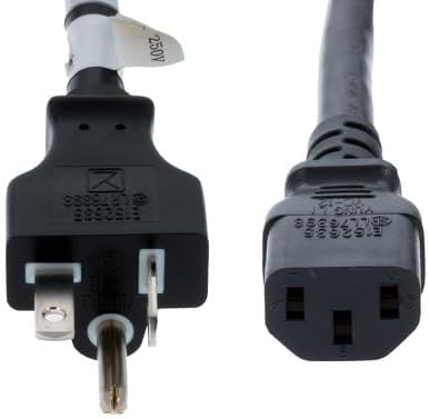 Heavy Duty AC Power Cord, 15A/250V, 14 AWG, 6-20P to C13, (NEMA 6-20P to IEC-60320-C13), Black, Lifetime Wty (3 ft)...