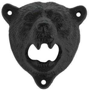 Kipokalor Wall Mounted Bottle Opener, Cast Iron Wall Mount Grizzly Bear Teeth Bite Bottle Opener ?Black Bear)...