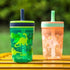Zak Designs Kelso 15 oz Tumbler Set, (Dino Camo) Leak-Proof Screw-On Lid with Straw Made of Durable Plastic and Silicone, Perfect Cup Bundle for K...