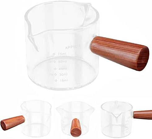 3 oz Espresso Measuring Cup Shot Glasses Measuring Triple Pitcher Double Spouts Glass Creamer Measure Cup for Barista Coffee Carafe Sauce Milk Bar...