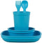 Re-Play Kids Dinnerware Set - 10 oz. Open Cup, 7" Flat Plate, 12 Oz. Bowl, Rounded Tip Fork and Deep Scoop Spoon - Dishwasher/Microwave Safe - Mad...