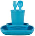 Re-Play Kids Dinnerware Set - 10 oz. Open Cup, 7" Flat Plate, 12 Oz. Bowl, Rounded Tip Fork and Deep Scoop Spoon - Dishwasher/Microwave Safe - Mad...