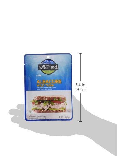 Wild Planet Wild Albacore Tuna, Sea Salt, Sustainably Wild-Caught, Kosher, Gluten Free, Keto and Paleo, 3rd Party Mercury Tested, 3 Ounce Pouch (P...