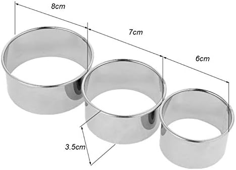 A Set of 3pcs Stainless Steel Dumplings Skin Cutter Packing Tool (8cm,7cm,6cm) Biscuit Plain Edge Round Maker Chinese Dumpling Cutter Pie Press Mo...