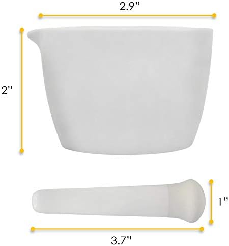 EISCO Porcelain Mortar & Pestle Set, 1.7oz (50ml) - Heavy Duty - Unglazed Grinding Surface - Excellent for Kitchen or Laboratory - Grinds Powdered...