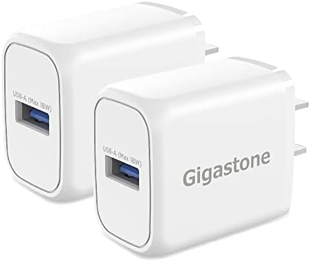 ?18W USB Charger 2-Pack??QC 3.0? Gigastone 18W 3A USB Charger Block Type-A Wall Charger, Qualcomm Certified QC3.0, Compatible with iPhone iPad, LG...