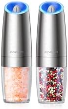 Electric Salt and Pepper Grinder Set, Upgraded 4 Batteries, Automatic Pepper Grinder with LED Light, Adjustable Coarseness One Hand Operation, Sta...