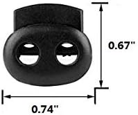 50PCS Professional DIY Rotundity Black Plastic Toggle Spring Stop Double Hole String Cord Locks Bulk Luggage Lanyard Stopper Sliding Fastener Butt...