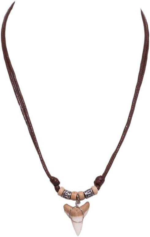 BlueRica Shark Tooth on Adjustable Brown Cord Necklace (3L)...
