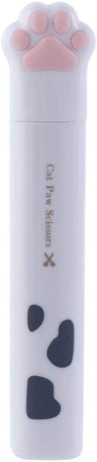 White Cat Paw Scissors, Folding Pocket Scissors Multifunctional Craft Scissors, Kawaii Hand Cutters Mini Art Scissors School Stationery...