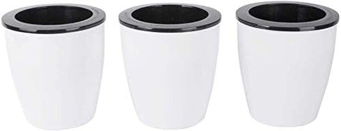 5.2“ Self Watering Planter White Flower Pot, 3 Pcs Medium Planter Pot, Mini Plant Pot, for All Plants, Herbs, African Violets, Succulents, Flowers...