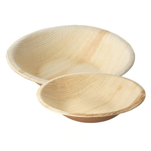 Perfect Stix Disposable Round Palm Leaf Bowls 4 Inch. 25 Count Bowls Compostable Tableware for Lunch, Dinner, Birthday, Camping, Outdoor, BBQ, Pic...