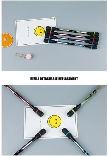 4 Pieces Spin Cool Pens, Rolling Finger Spin Game Pens with Weighted Ball Anti-Slip Stationery Set with Refills Black Ink for Students Entertainme...