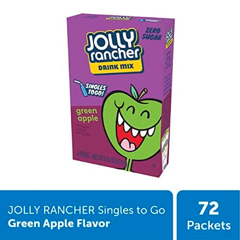 SINGLES TO GO! Jolly Rancher Green Apple, 6 Boxes with 6 Packets each, 36 total servings...
