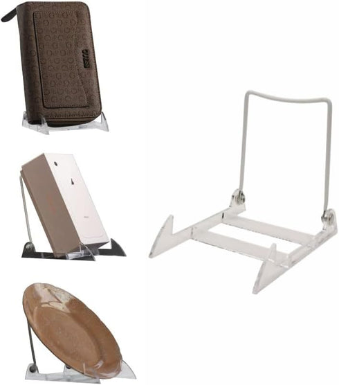 MADE IN USA 2-pack Sturdy & Durable Adjustable Acrylic Easels to Display Unnoticeably Plates, Art, Pictures & More - Unique on the Market...