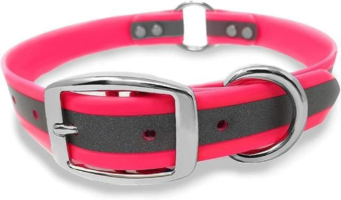 Regal Dog Products Medium Pink Heavy Duty Reflective Dog Collar with Durable Metal Buckle and D Ring Adjustable, Chew Proof & Waterproof Center Ri...
