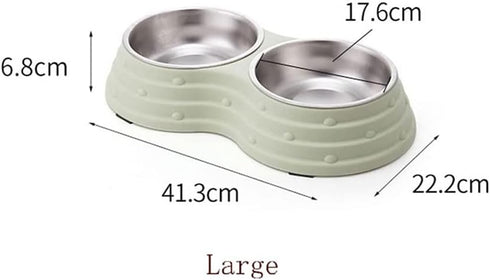 Angeer Dog Bowl Pet Bowl Anti Overturning and Anti Slip Double Bowl Dog Bowl Dog Plate Cat Bowl Stainless Steel Easy to Clean Drinking Water Bowl ...