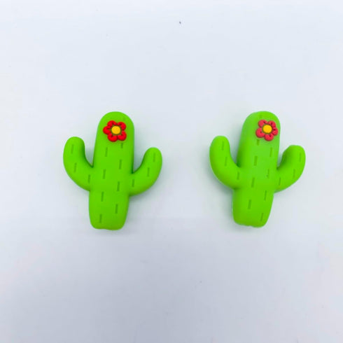 2 Pcs Green Cactus Knitting Needle Stoppers, Silicone Needle Point Protectors Small Knitting Tip Protectors Needle End Caps for Knitting Accessori...