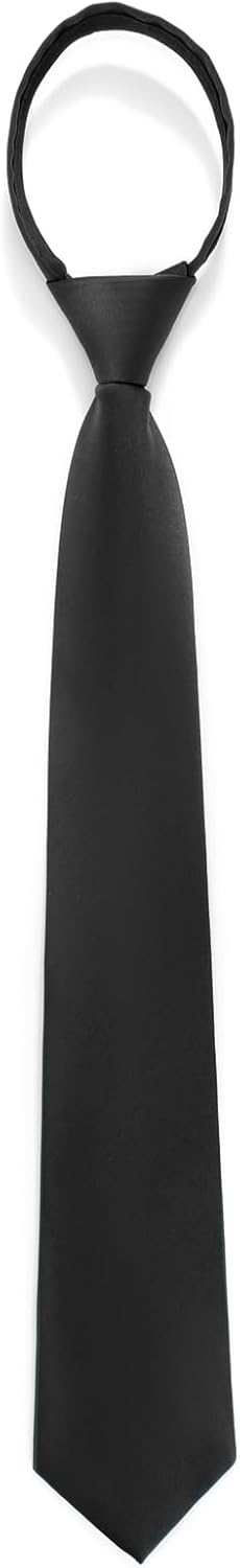 Pre Tied Adjustable Black Zipper Ties for Men 3.15" (8CM) Womens Solid Color Necktie...