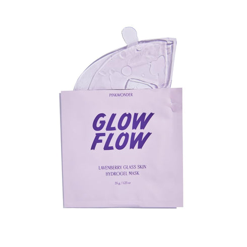 GLOWFLOW Lavenberry Glass Skin Hydrogel Mask (1EA), Nourishing Facial Sheet Mask for Dry Skin, Hydrating and Glowing Skin, Blueberry Extract and J...