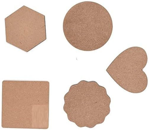 DIY Coasters - MDF Plain Wooden Coasters in Mixed Shapes - Cutouts for Painting, Wooden Craft Board for Resin Art & Fluid Art, Decoupage, Mandala ...