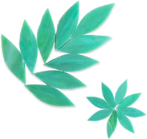 Mosaic Tiles 32pcs/24pcs Glass Leaf Mosaic Tile Glass Leaf for Mosaics Glitter Crystal Mosaic Oval Translucent Mica Glass DIY Handmade Art Craft D...