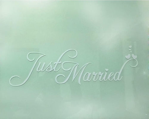 Just Married Car Decals Just Married Window Stickers Window Cling 8' x 23.5' White...