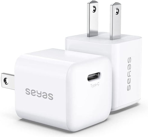 USB C Wall Charger, Seyas 20W Mini Fast Charger Type C Wall Charger Compatible with iPhone/iPad/Airpods/Pixel/Galaxy/Switch and More, 2-Pack......