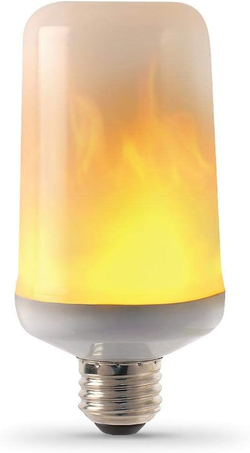 Feit Electric LED Light Bulbs, 3-Watt Non-Dimmable LED Bulb, Color Warm Light (1500K) 80 Lumen, T60 Flame Design LED Bulb...