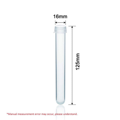 Plastic Test Tubes with Caps, 50pcs Dia.16x125mm | 25ml, Nature Colored Test Tubes with Lids, LVI001...
