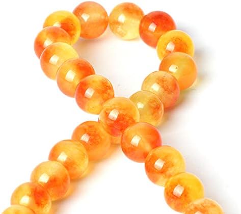100Pcs Natural Stone Beads 6mm Orange Jasper Round Loose Gemstone Energy Healing Beads Hole Size 1mm DIY Smooth Beads for Bracelet Necklace Earrin...