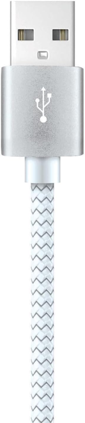XYS-L10604B Charge and Sync USB to Lightning Braided Cable, 10 Ft. (White)...