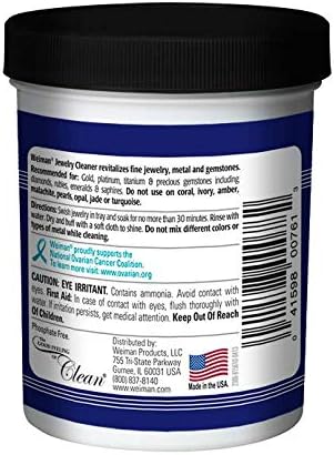 Weiman Fine Jewelry Cleaner Liquid with Cleaning Brush – Restores Shine & Brilliance to Gold, Platinum, Precious Gemstones & Diamond Jewelry, 6 Oz...