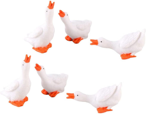 ARTIBETTER Miniature Goose Figurine 6pcs Miniature Goose Figurine White Goose Statue Fairy Tale Garden Animal Accessories Cake Toppers Sculpture f...
