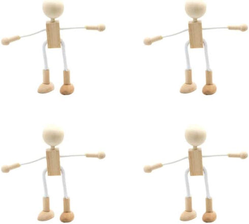 Exceart Wooden Pegs Wooden Pegs Peg Doll Supplies 4PCS Unfinished Wood Doll Shapeable Educational Crafts Toys Desktop Decoration for Kids DIY Pain...