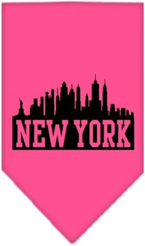 Mirage Pet Products New York Skyline Screen Print Bandana, Large, Bright Pink...