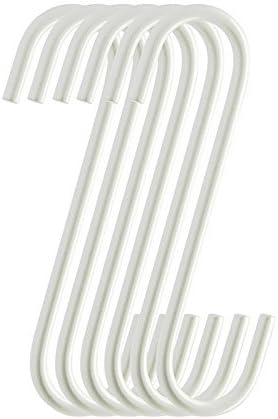 6-Pack 6Inch White Metal Hanging S Hooks - S Shaped Hook Heavy-Duty S Hooks, for Kitchenware, Pots, Utensils, Plants, Towels, Gardening Tools, Clo...