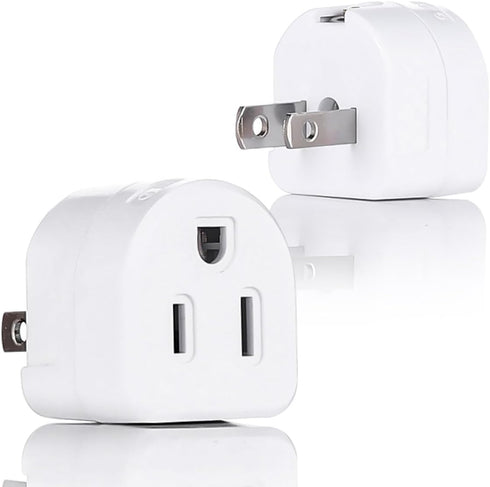 2 Prong to 3 Prong Adapter, Multi Plug Outlet Extender Splitter, 2 Prong Outlet Adapter for USA Wall Plugs for Household Appliances, Travel, Type ...