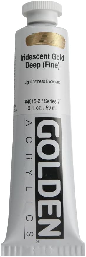 Heavy Body Acrylics by GOLDEN, Iridescent Gold Deep (Fine), 2 fl. oz. Tube, Professional Acrylic Paint, Semi-Opaque...