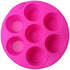 7 Cavity Silicone Air Fryer Muffin Pans Nonstick Brownie Cake Mold Round Pudding Cupcake Recipe Tray Bakeware, Rose...