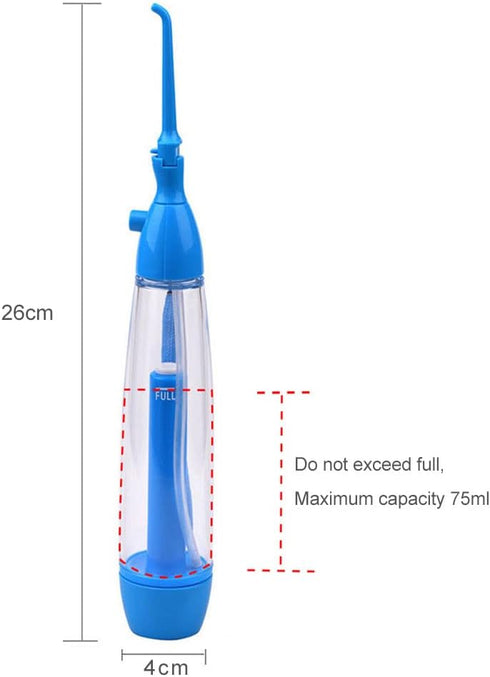 Practical Portable Water Flosser Jet Cleaning Tooth Mouth Denture Cleaner Dental Hygiene Floss Dental Manual Oral Irrigator Blue...