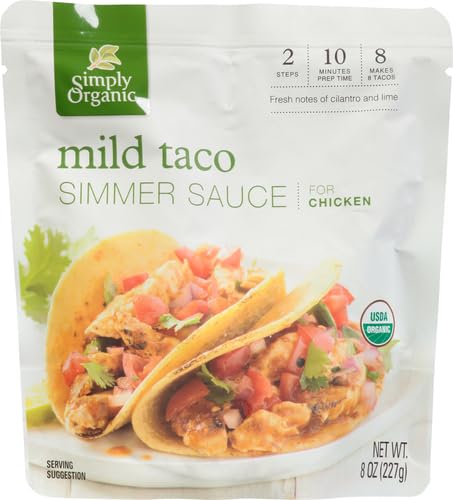 Simply Organic Mild Taco Simmer Sauce, Certified Organic | 8 oz | Pack of 2...