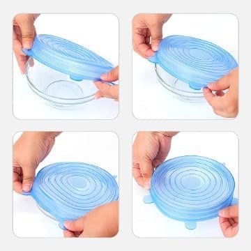 12pcs Reusable Silicone Stretch Lids - Eco-Friendly, Durable Food Storage Silicone Covers for Bowl - 6 Different Sizes to Meet Most Containers, Di...