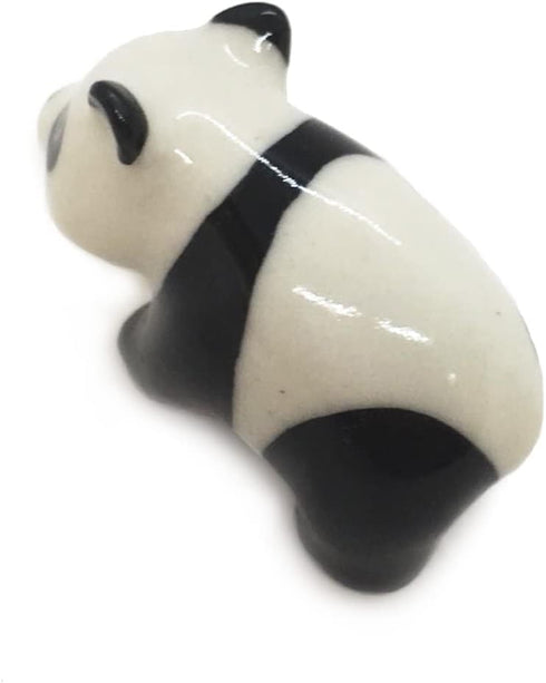 WitnyStore Tiny 1¼" Standing Panda Figurine - Miniature Hand Made Painted Ceramic Giant Pandas Black White Bear Asian Wildlife Wild Animals Cute P...