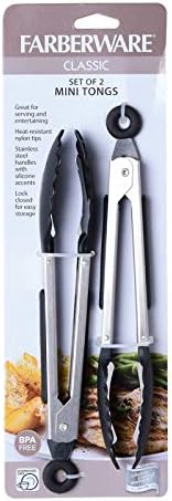 Farberware Classic Mini Nylon Tipped Tongs, Set Of 2, Black...